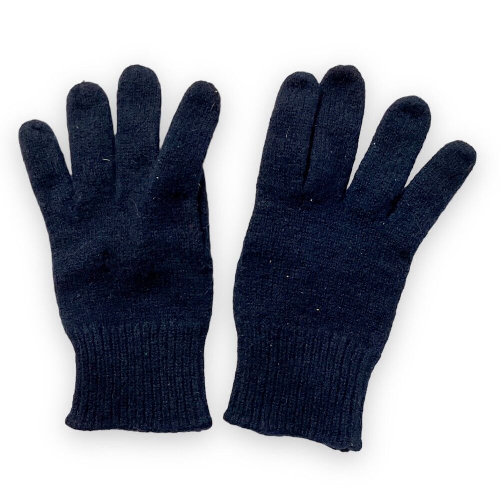 Vintage Mens or Unisex Navy knit gloves LARGE